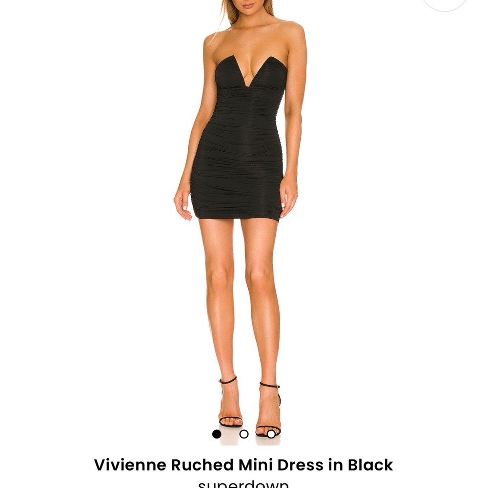 Superdown Vivienne Ruched Mini Dress in Black
